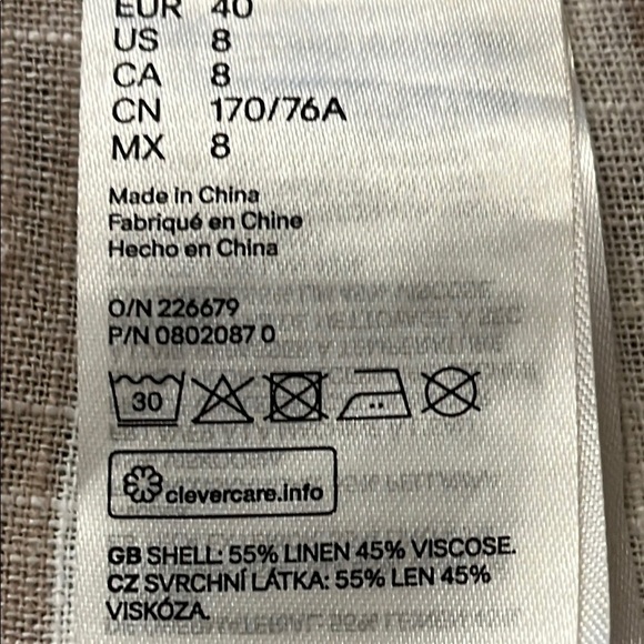 H&M Linen Blend Midi Sand Striped Skirt Size 8 - Picture 6 of 6